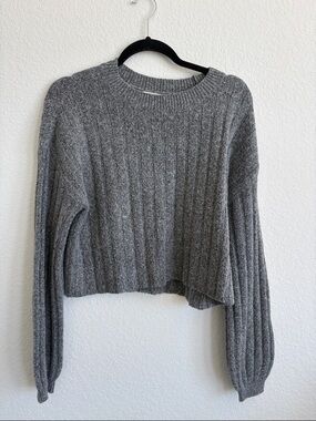 BP Cozy Ribbed Crop Sweater - Gray